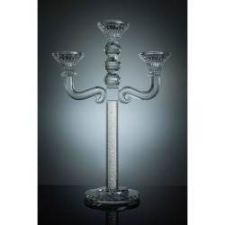 Matashi Crystal Candelabra Candlestick Holder (Holds 3 Candles) Elegant Glass Table Top Decoration and Home Décor Piece | Kitchen, Dining Room, or Living Space