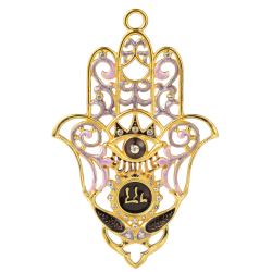 Hanging Hamsa with Evil Eye Wall Décor Ornament w/ Matashi Crystals (Pewter) Traditional Hamsa Decoration | Gold-Plated Finish| Hanging Pendant Charm | Holiday Gift
