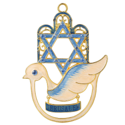Hanging Dove Hamsa Wall Décor Ornament w/ Matashi Crystals (Pewter) Traditional Hamsa Decoration | Gold-Plated Finish| Hanging Pendant Charm | Holiday Gift