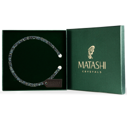 Blue and Black Glittery Luxurious Crystal Bangle Bracelet By Matashi