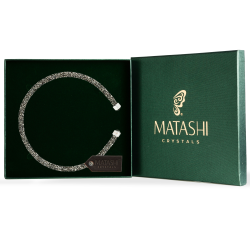 Charcoal Glittery Luxurious Crystal Bangle Bracelet By Matashi