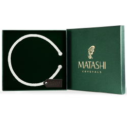 White Glittery Luxurious Crystal Bangle Bracelet By Matashi