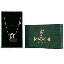 Rhodium Plated CZ Star Chain Necklace for Women - Chic CZ Pendant for Women with Adjustable Chain– Charm Dainty Chainlink Star Pendant for Children, Women and Girls - Ideal Birthday & Graduation Gift by Matashi