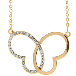 Rose Gold Plated Necklace with Intertwined Hearts Butterfly Design with a 16" Extendable Chain and High Quality Crystals by Matashi