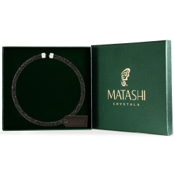 Black Glittery Crystal Choker Necklace By Matashi