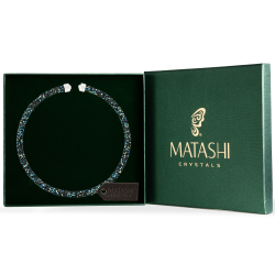 Blue and Black Glittery Crystal Choker Necklace By Matashi