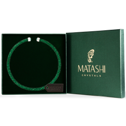 Green Glittery Crystal Choker Necklace By Matashi