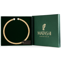 Gold Glittery Crystal Choker Necklace By Matashi