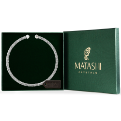 Silver Glittery Crystal Choker Necklace By Matashi