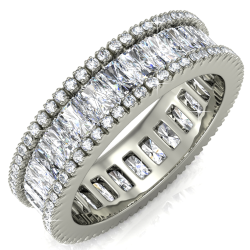 Matashi 18k White Gold-Plated Eternity Ring for Women (Emerald Cut CZ) Vintage Style, 360° Design | Trendy Fashion Jewelry for Girls, Ladies | Elegant Wear (Ring Size 6)