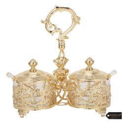 24K Gold Plated Crystal Studded Candy Dish / Salt Holder by Matashi